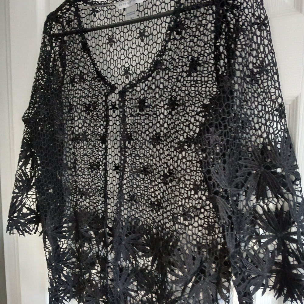 Black Crochet Lace Cardigan